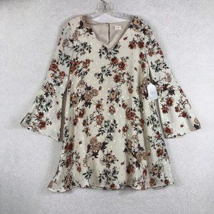 Altar'd State Shift Dress Size Medium NEW Beige Floral Bell Sleeves Boho